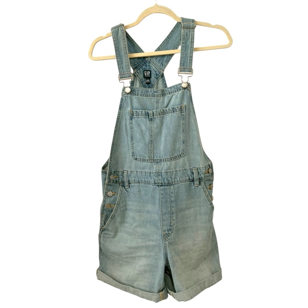 GAP Small Light Wash Denim Shortalls 100% Cotton Adjustable Straps Overalls
